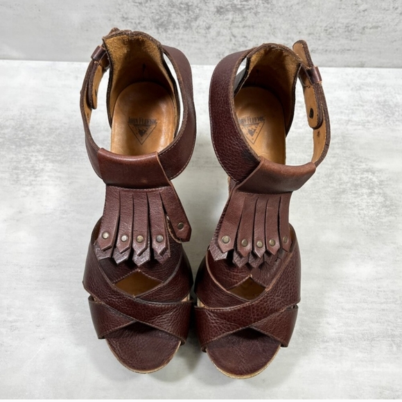 John Fluevog Rules Goodall Leather Fringe Heeled Sandals - Women's Size 8.5 - Picture 5 of 8